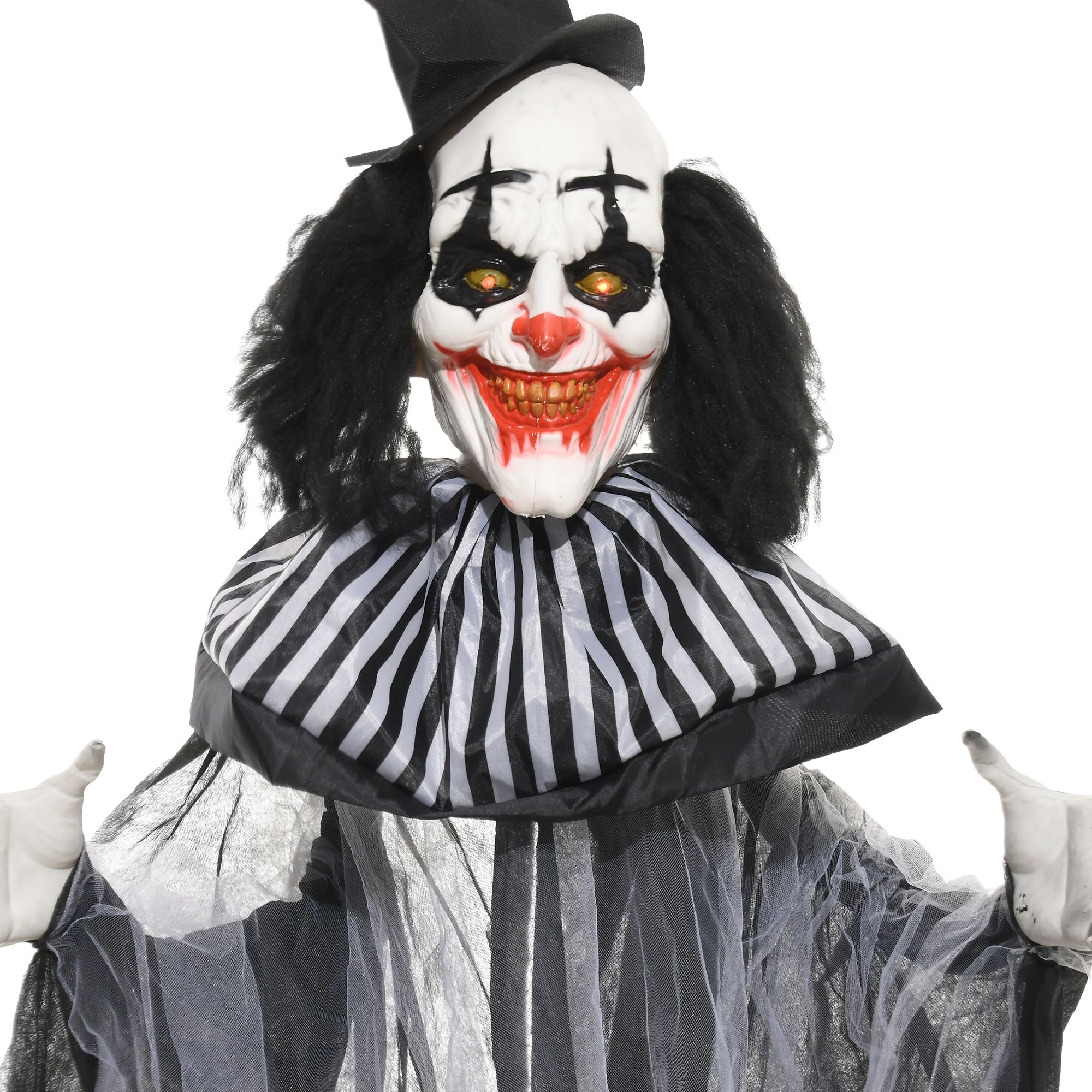 HOMCOM Classic Black and White Striped Clown Outdoor Halloween Decoration - Doylestreasures