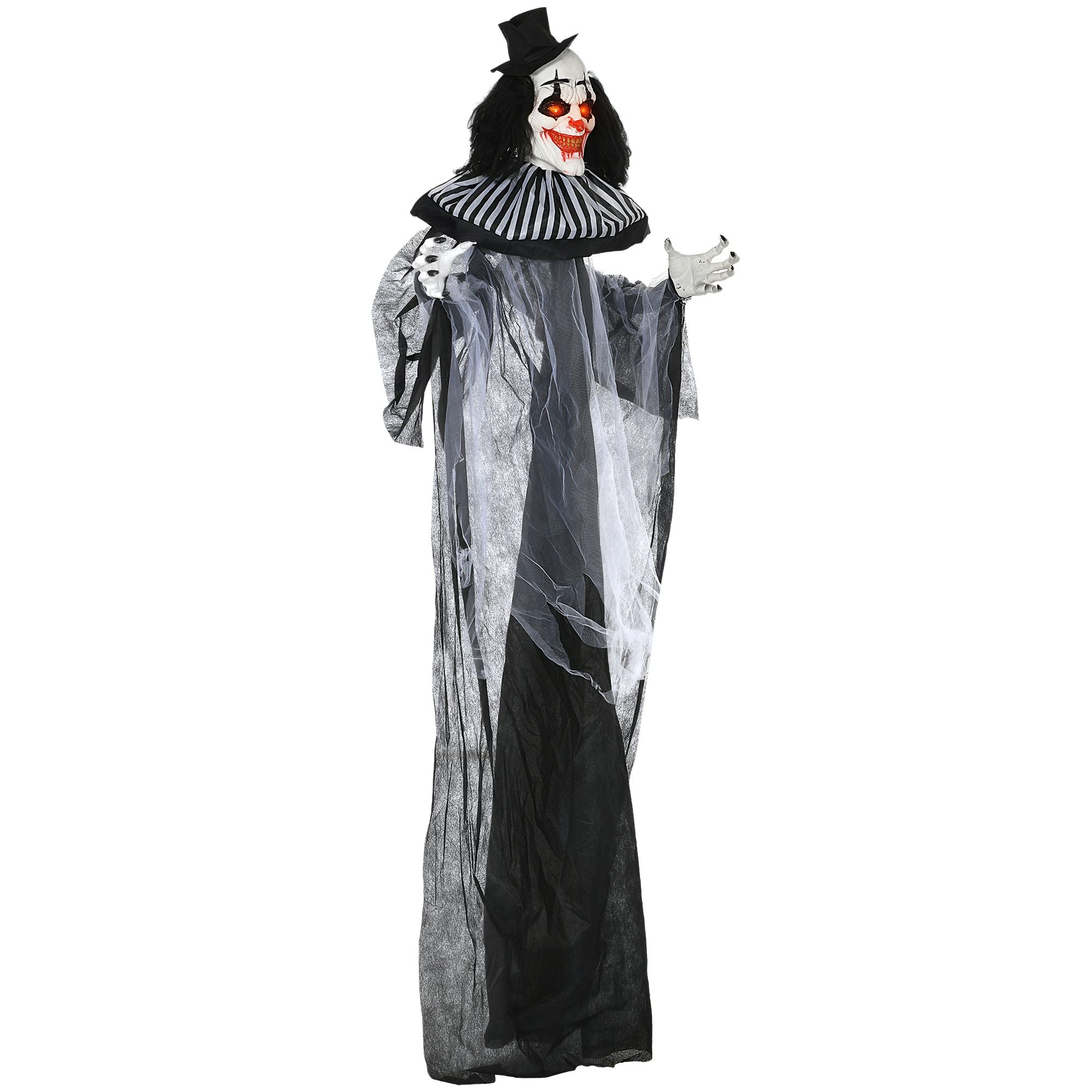 HOMCOM Classic Black and White Striped Clown Outdoor Halloween Decoration - Doylestreasures