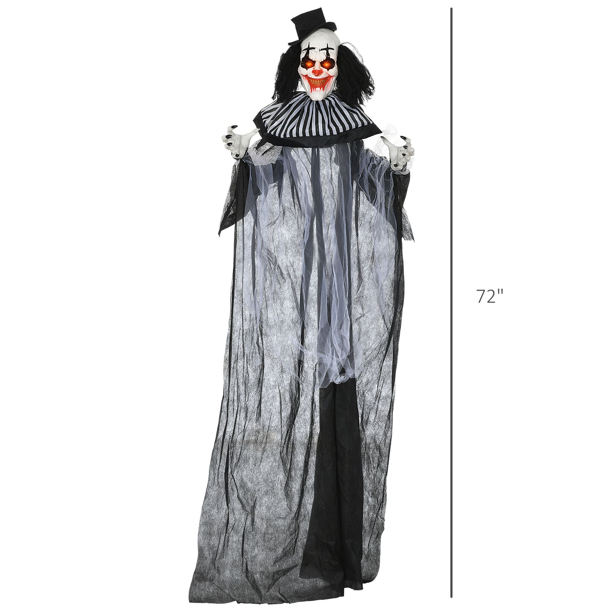 HOMCOM Classic Black and White Striped Clown Outdoor Halloween Decoration - Doylestreasures