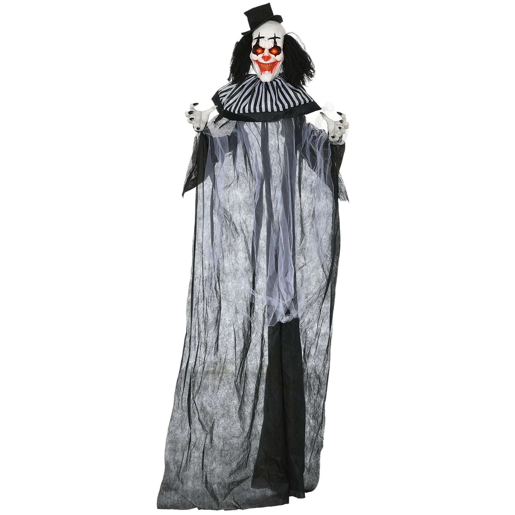 HOMCOM Classic Black and White Striped Clown Outdoor Halloween Decoration - Doylestreasures