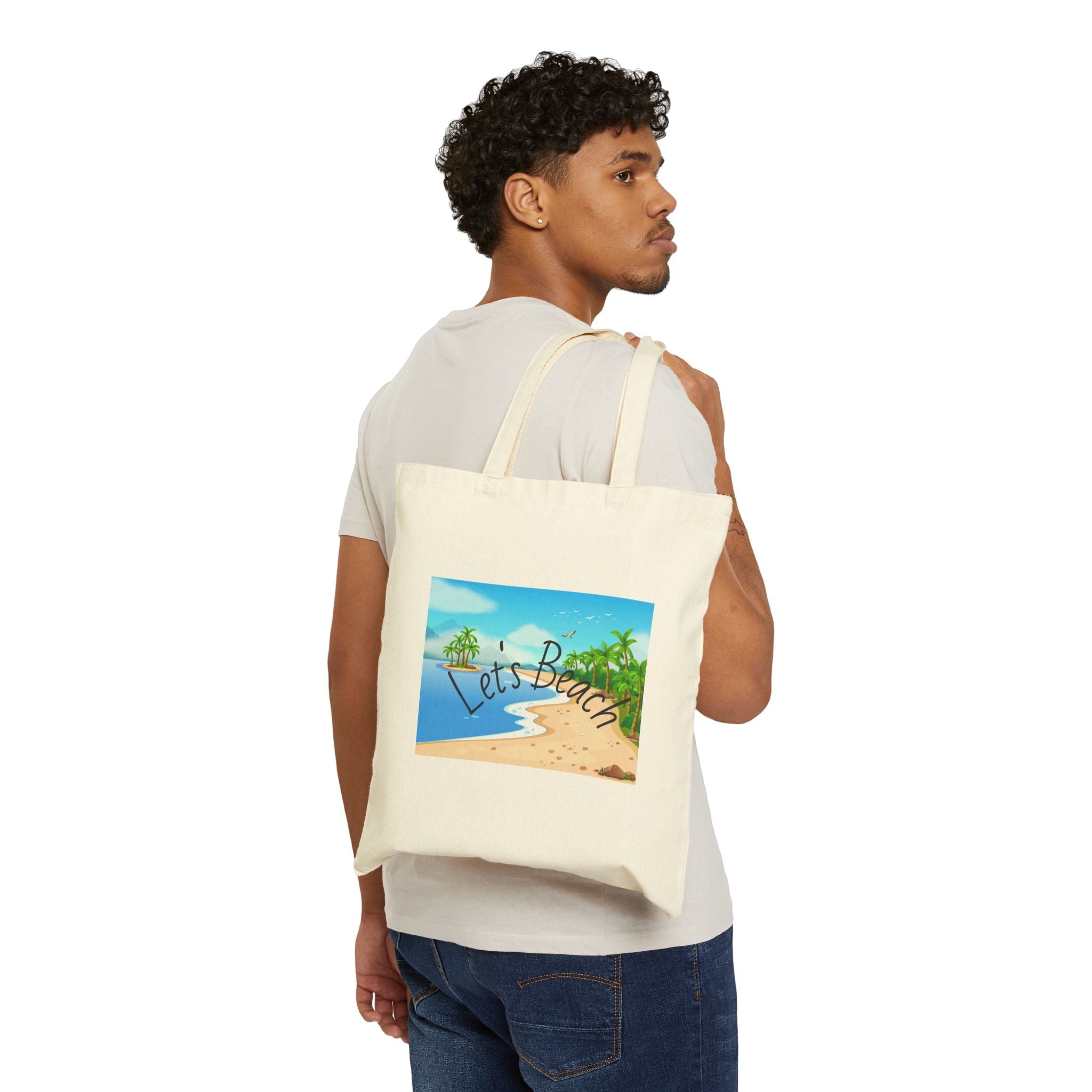 Let's Beach Scene Canvas Tote Bag - Doylestreasures