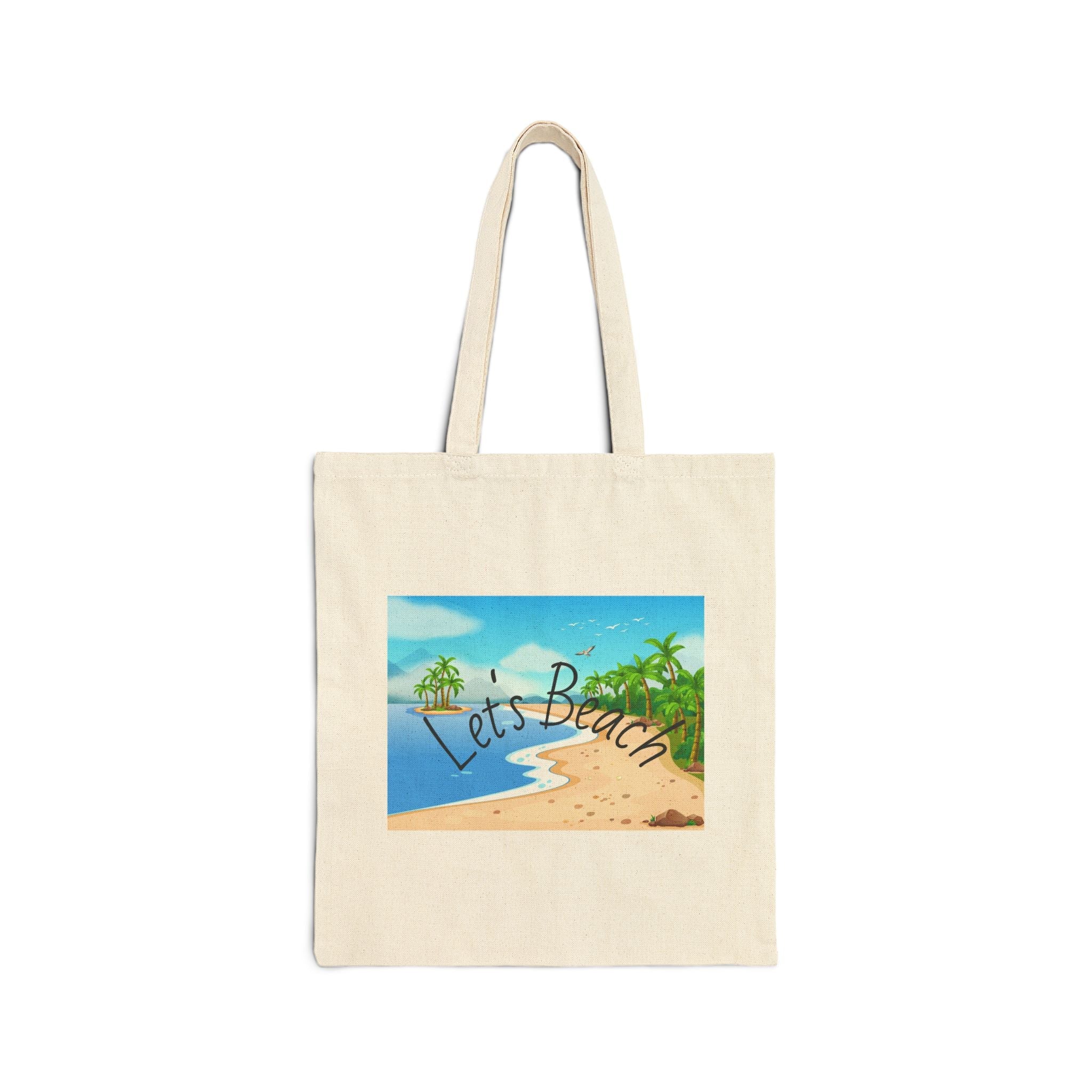 Let's Beach Scene Canvas Tote Bag - Doylestreasures