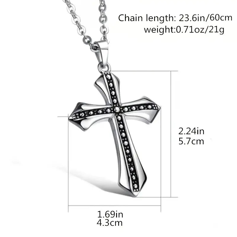 Men's Titanium Steel Cross Pendant Necklace - Doylestreasures