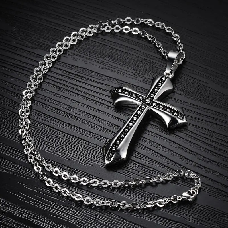 Men's Titanium Steel Cross Pendant Necklace - Doylestreasures