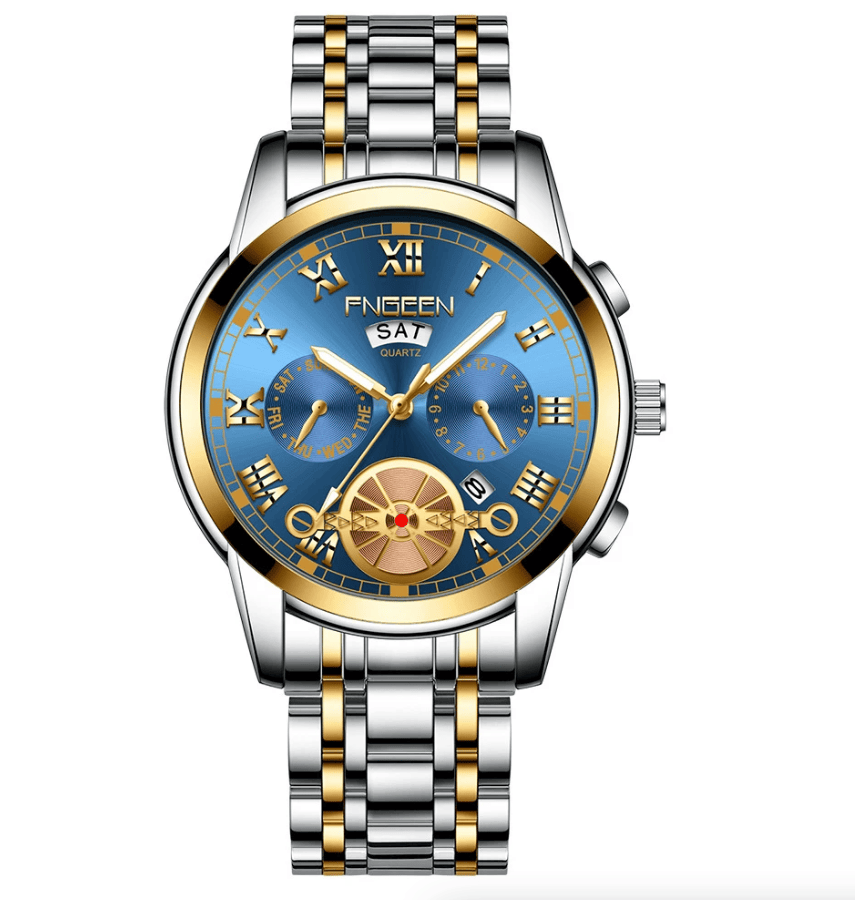 Men's Watch Relojes De Hombre Stainless Steel Quartz Classic Waterproof FNGEEN - Doylestreasures