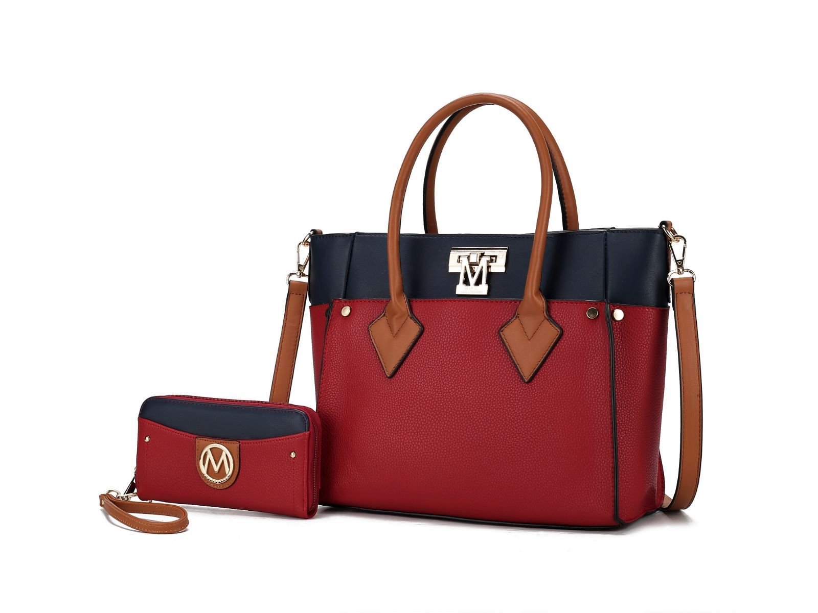 MKF Collection Brynlee Color - Block Vegan Leather Women's Tote Bag with Wallet– 2 pieces by Mia k - Doylestreasures