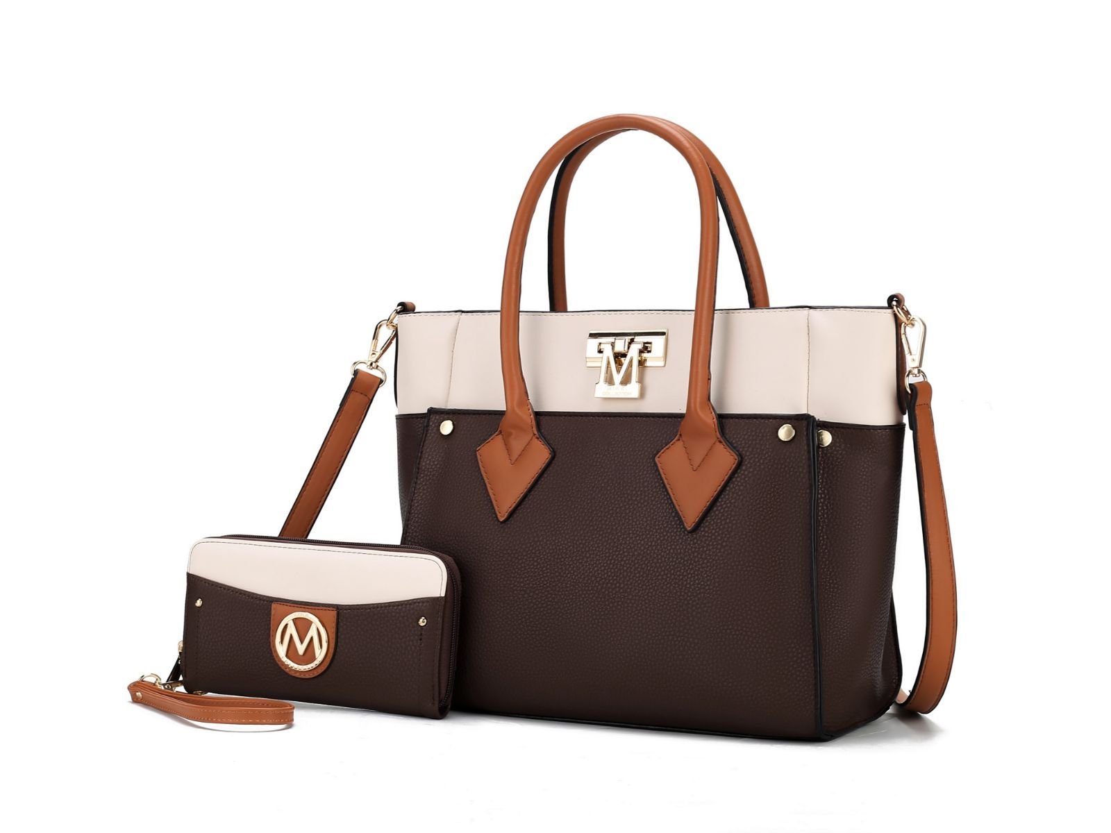 MKF Collection Brynlee Color - Block Vegan Leather Women's Tote Bag with Wallet– 2 pieces by Mia k - Doylestreasures