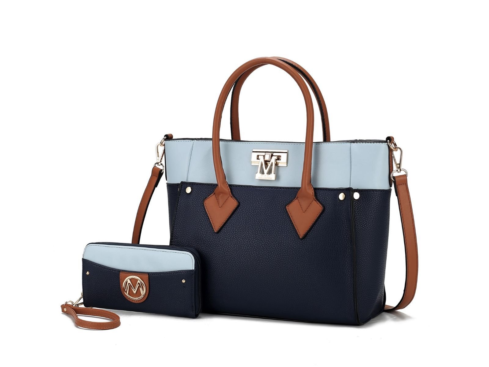 MKF Collection Brynlee Color - Block Vegan Leather Women's Tote Bag with Wallet– 2 pieces by Mia k - Doylestreasures