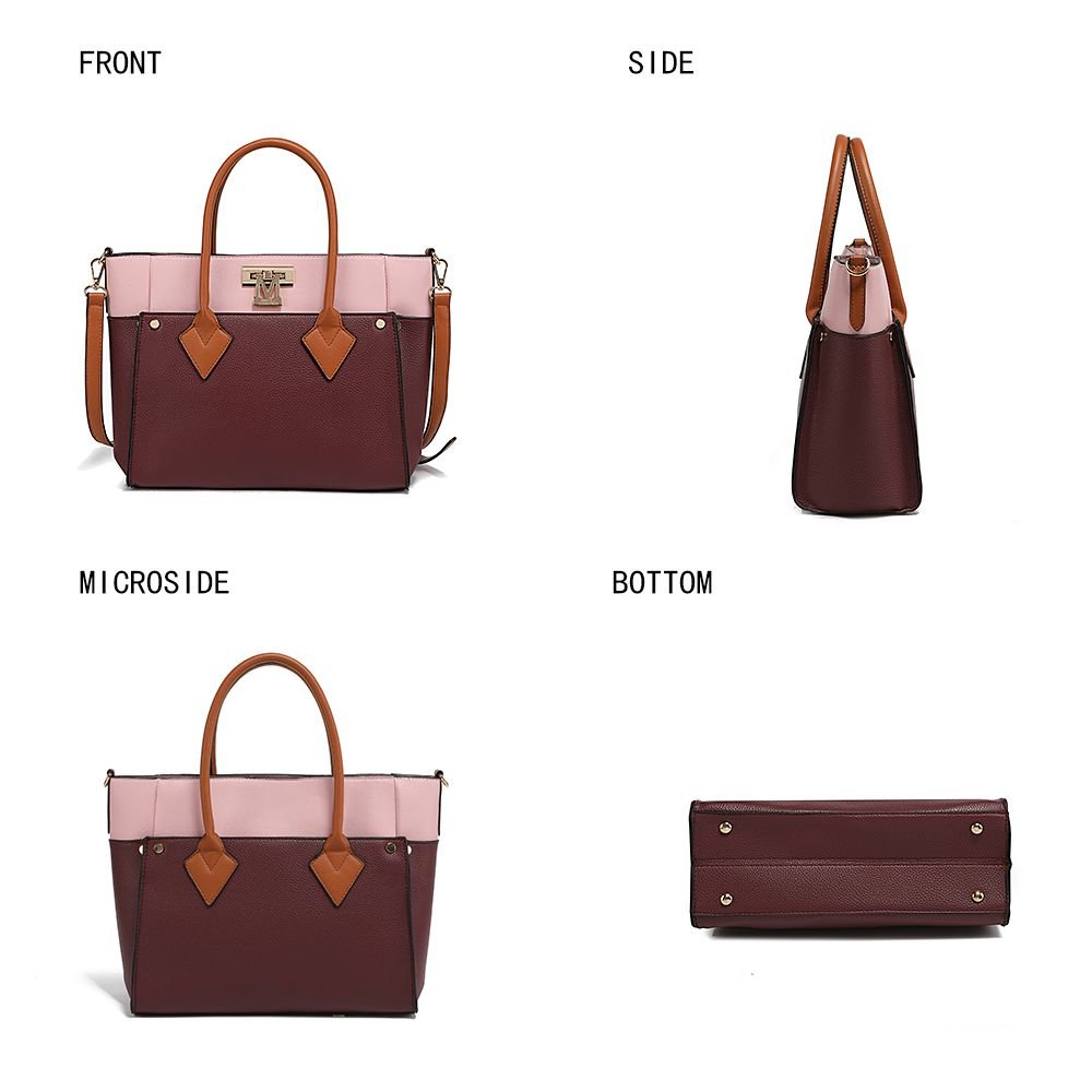 MKF Collection Brynlee Color - Block Vegan Leather Women's Tote Bag with Wallet– 2 pieces by Mia k - Doylestreasures