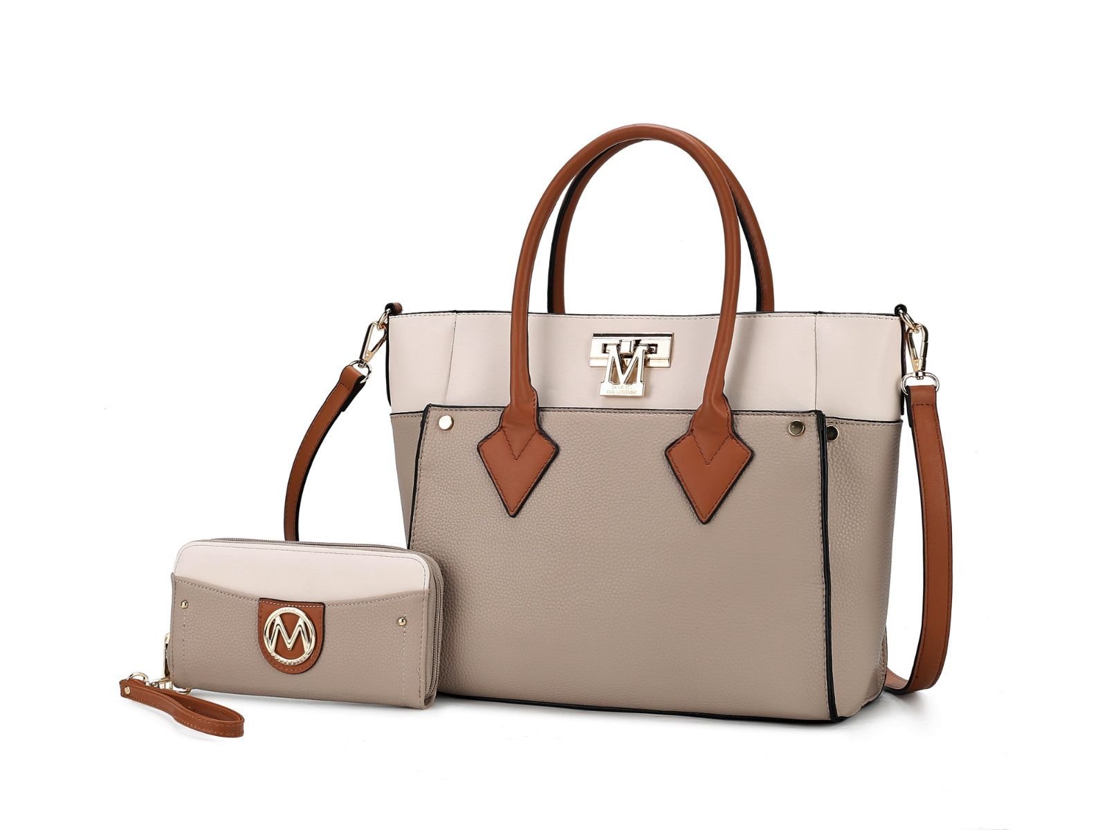 MKF Collection Brynlee Color - Block Vegan Leather Women's Tote Bag with Wallet– 2 pieces by Mia k - Doylestreasures