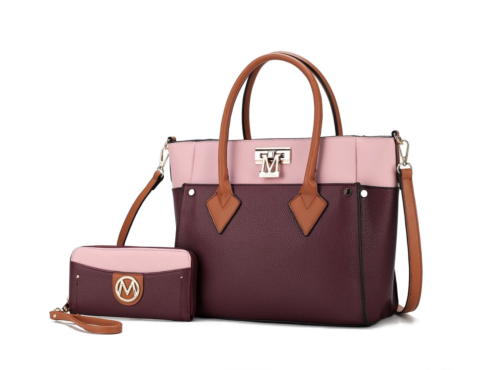MKF Collection Brynlee Color - Block Vegan Leather Women's Tote Bag with Wallet– 2 pieces by Mia k - Doylestreasures