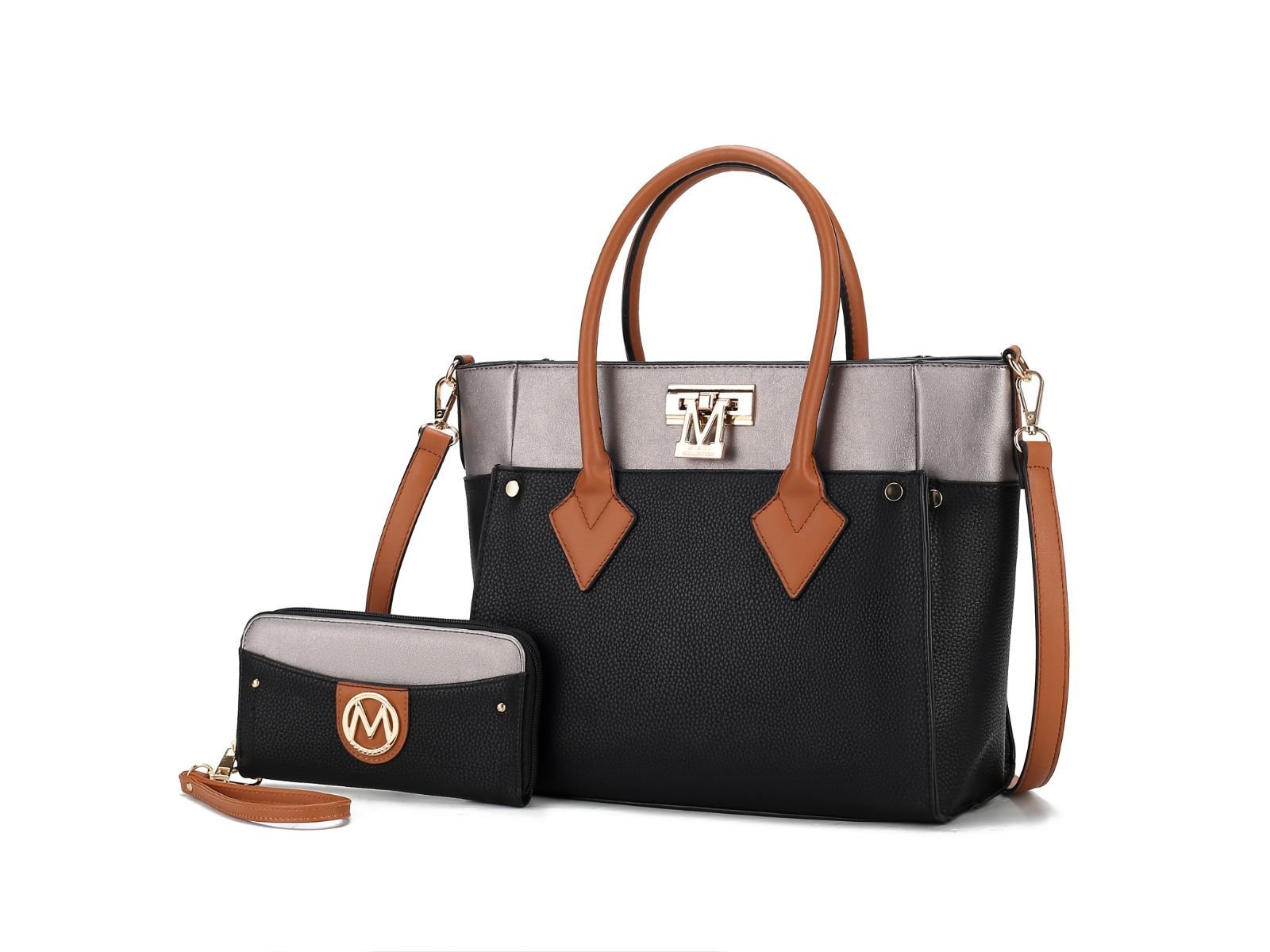 MKF Collection Brynlee Color - Block Vegan Leather Women's Tote Bag with Wallet– 2 pieces by Mia k - Doylestreasures