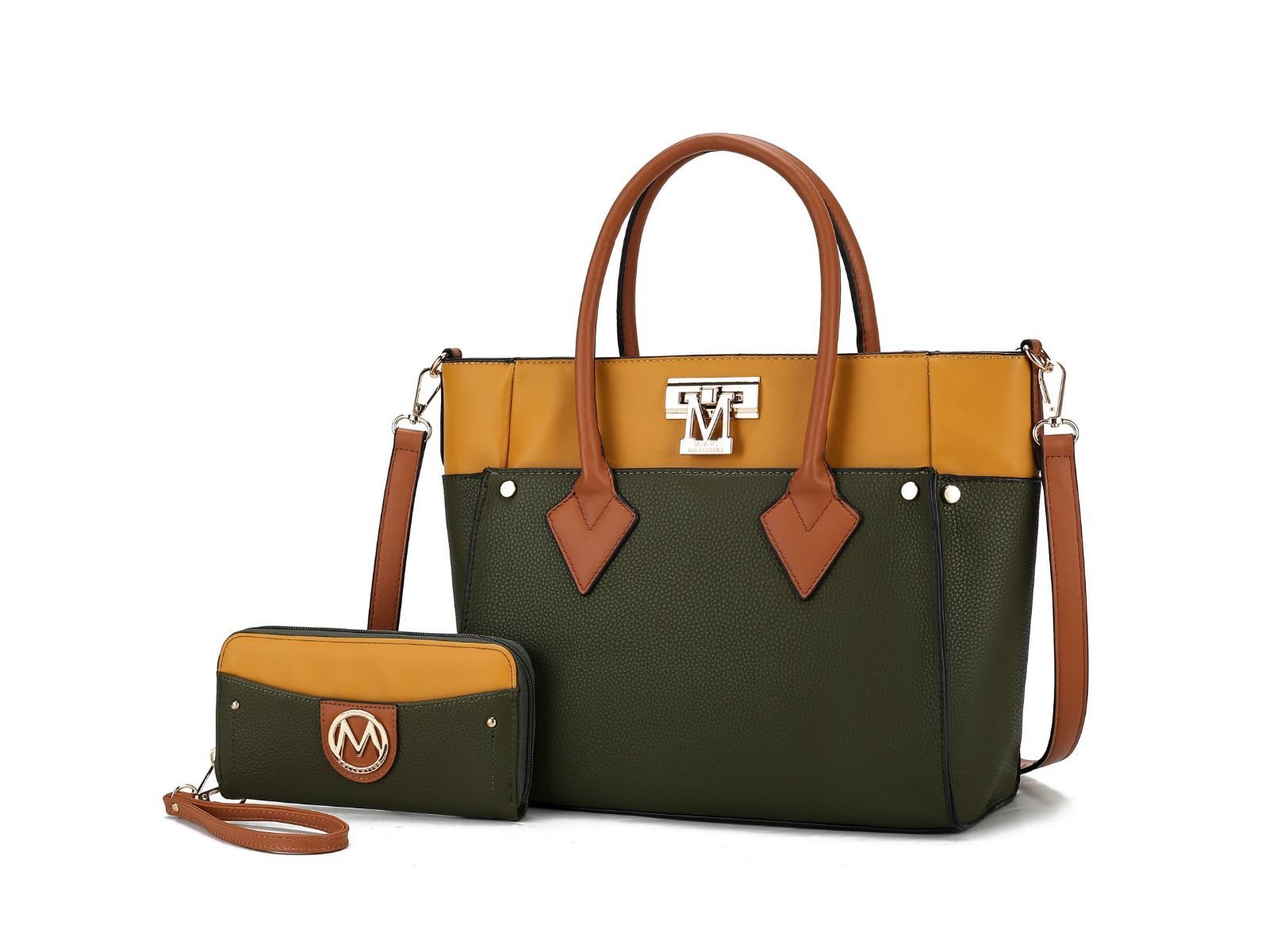 MKF Collection Brynlee Color - Block Vegan Leather Women's Tote Bag with Wallet– 2 pieces by Mia k - Doylestreasures