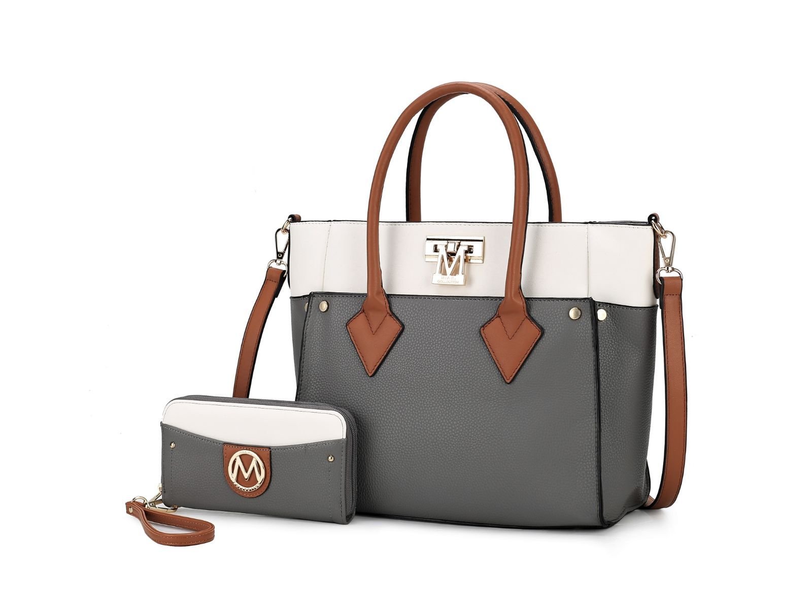 MKF Collection Brynlee Color - Block Vegan Leather Women's Tote Bag with Wallet– 2 pieces by Mia k - Doylestreasures