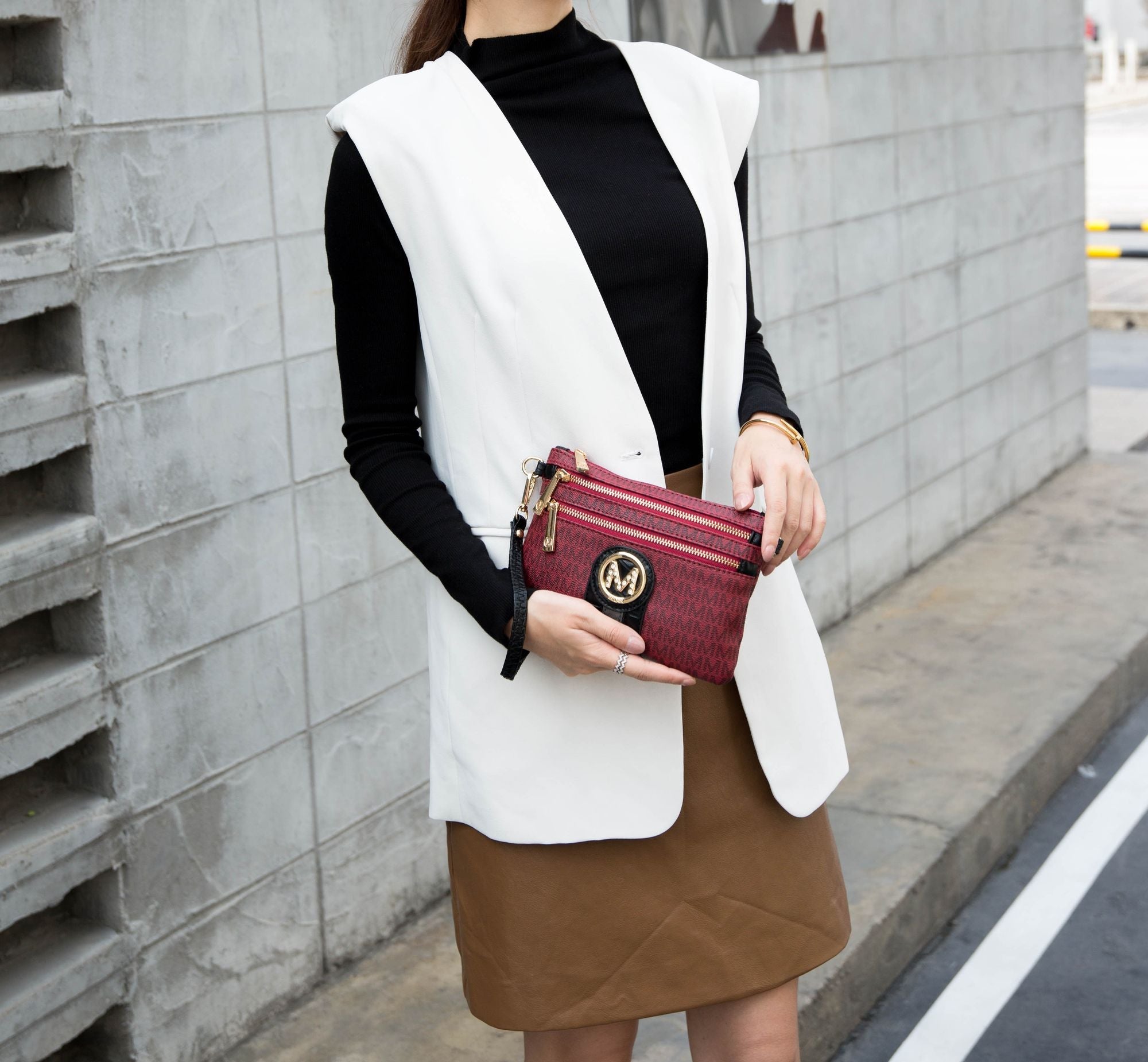 MKF Collection Tarren Signature Crossbody/ Wristlet by Mia k - Doylestreasures