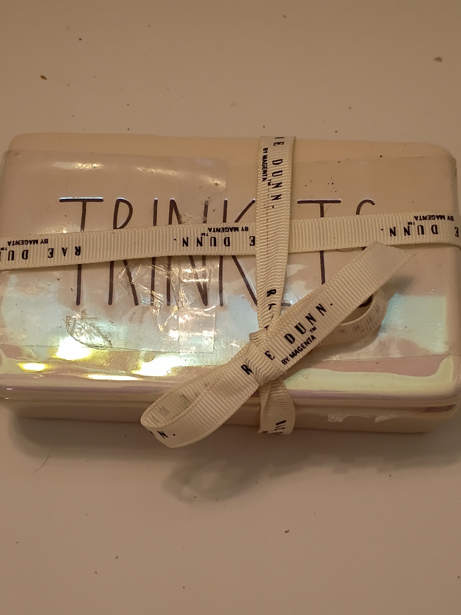 New Rae Dunn Trinkets Iridescent & Black Dual Compartment Ceramic Trinket Box - Doylestreasures