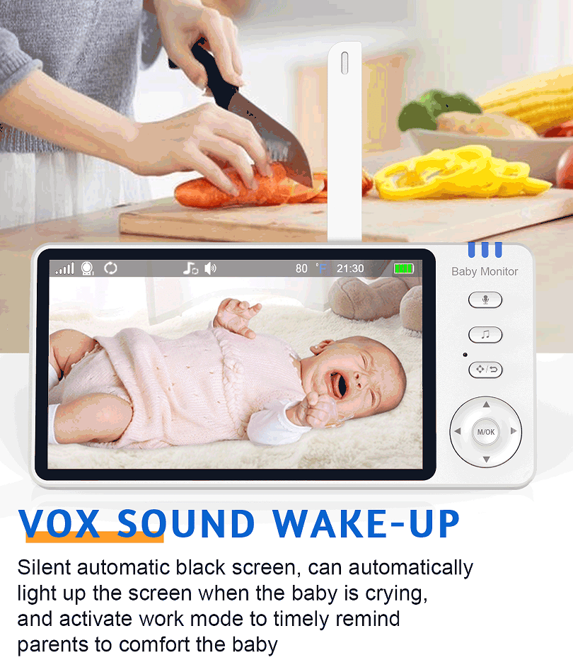 PSABM501 Baby Motion Monitor HD LCD 5 - Inch IPS Infrared Night Vision Baby Camera Bidirectional Audio HD 720P Remote Camera VOX 2.4 G Wireless Baby Phone - Doylestreasures