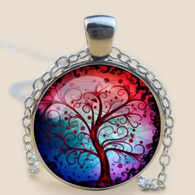 The Tree Of Life Glass Cabochon Long Necklace - Doylestreasures