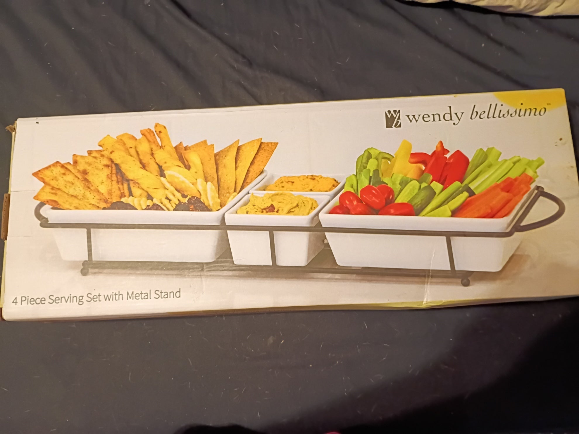 Wendy Bellissimo 4 Piece Serving Set with Metal Stand - Doylestreasures