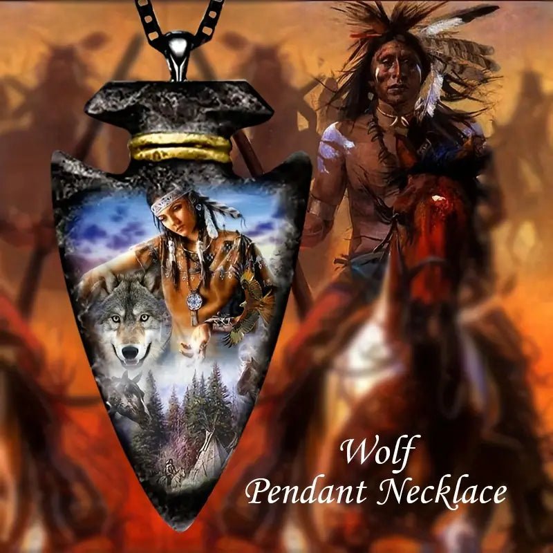 Western Style Wolf Pendant Necklace, - Doylestreasures