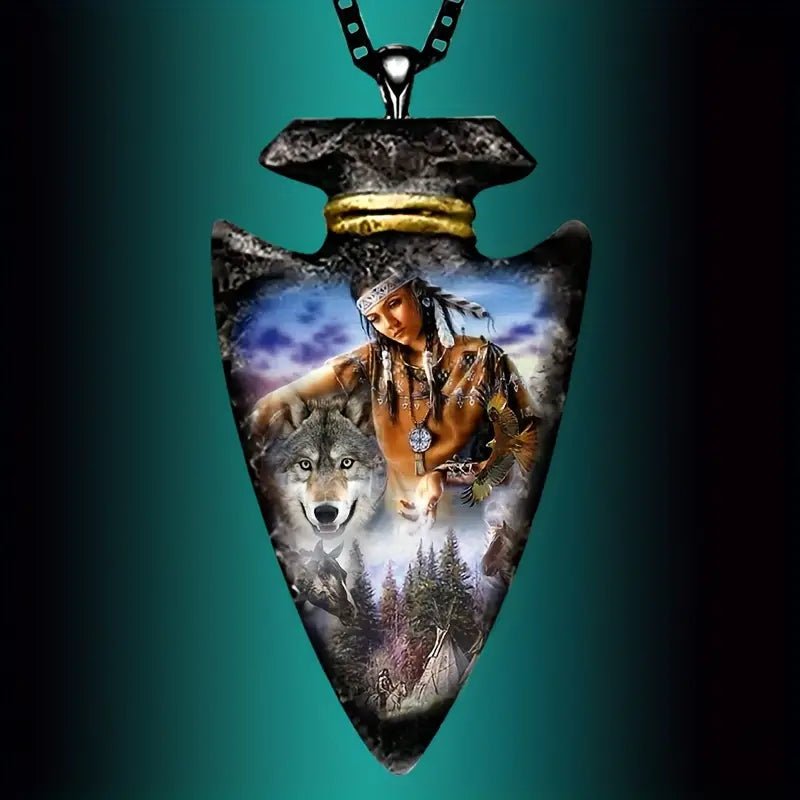 Western Style Wolf Pendant Necklace, - Doylestreasures