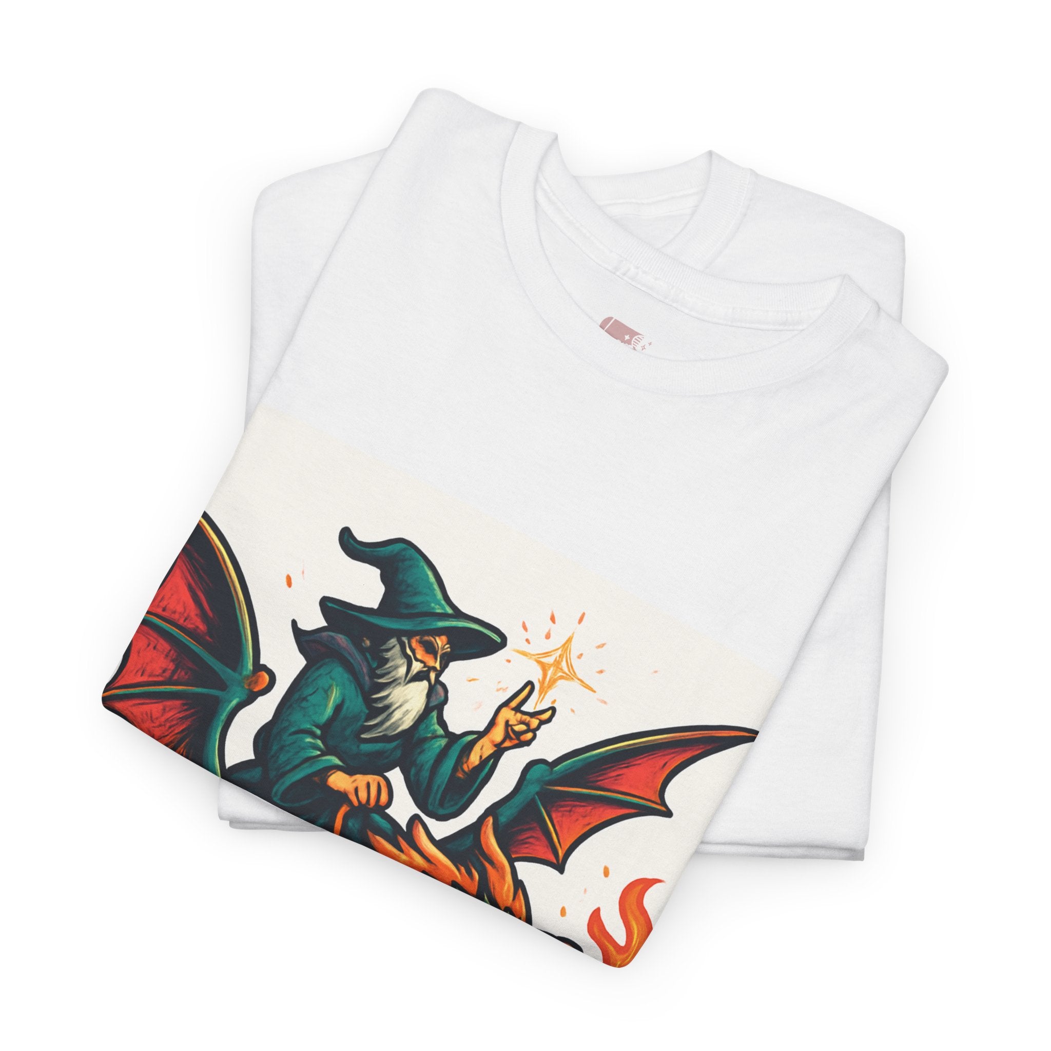 Whimsical Dragon Rider Tee | Unisex Heavy Cotton Shirt, Fantasy Apparel, Dungeons & Dragons Shirt, Unique Gift, Magical Tee - Doylestreasures