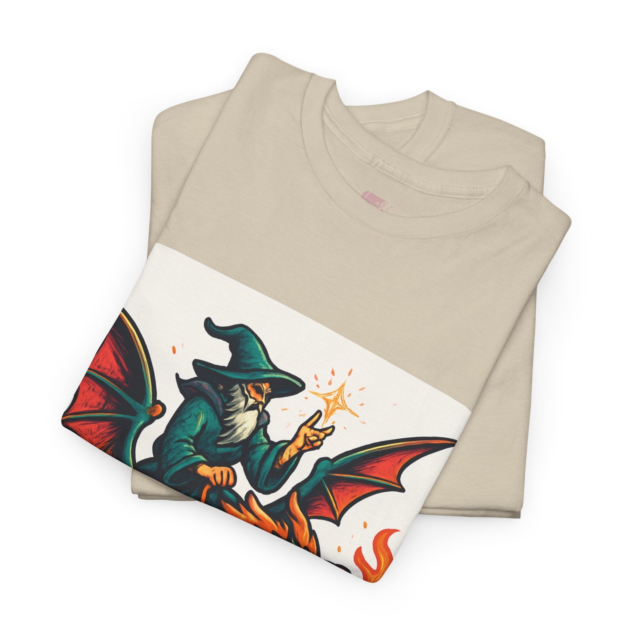 Whimsical Dragon Rider Tee | Unisex Heavy Cotton Shirt, Fantasy Apparel, Dungeons & Dragons Shirt, Unique Gift, Magical Tee - Doylestreasures