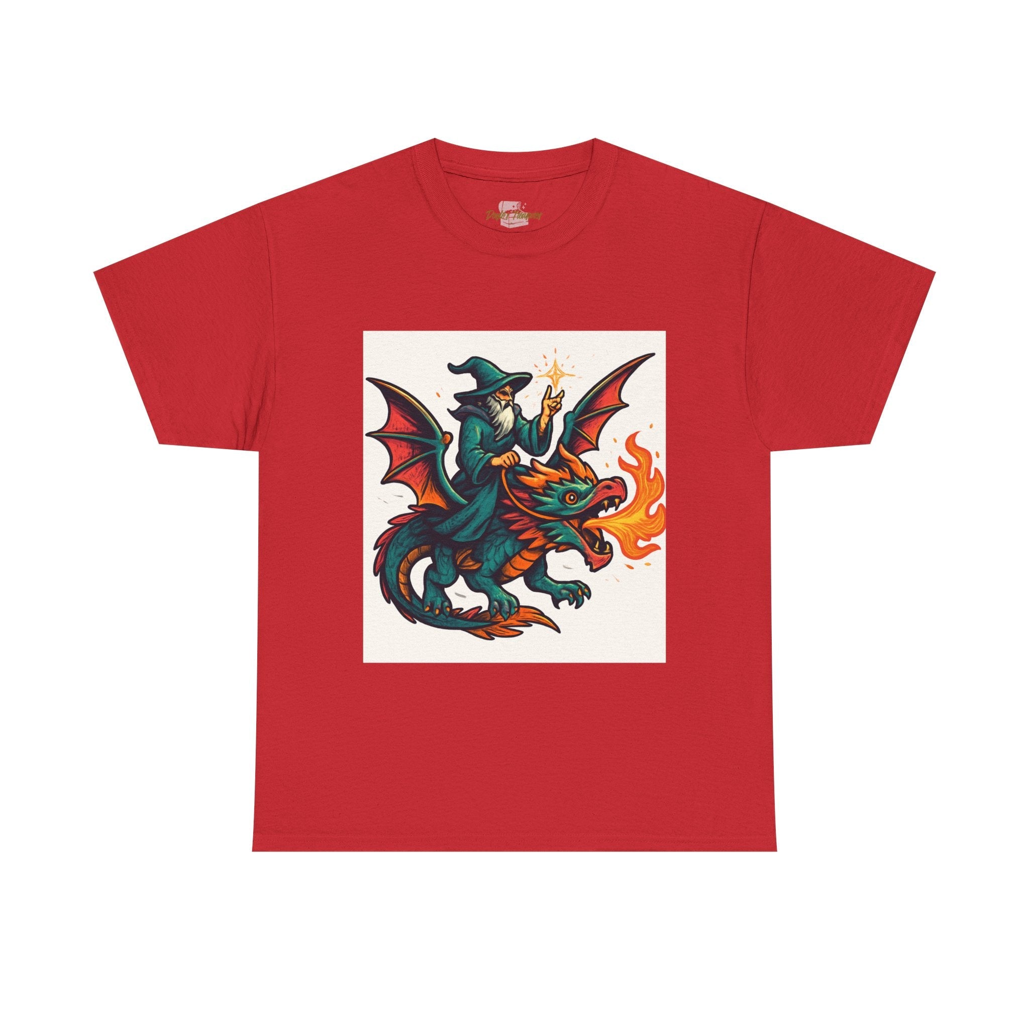 Whimsical Dragon Rider Tee | Unisex Heavy Cotton Shirt, Fantasy Apparel, Dungeons & Dragons Shirt, Unique Gift, Magical Tee - Doylestreasures