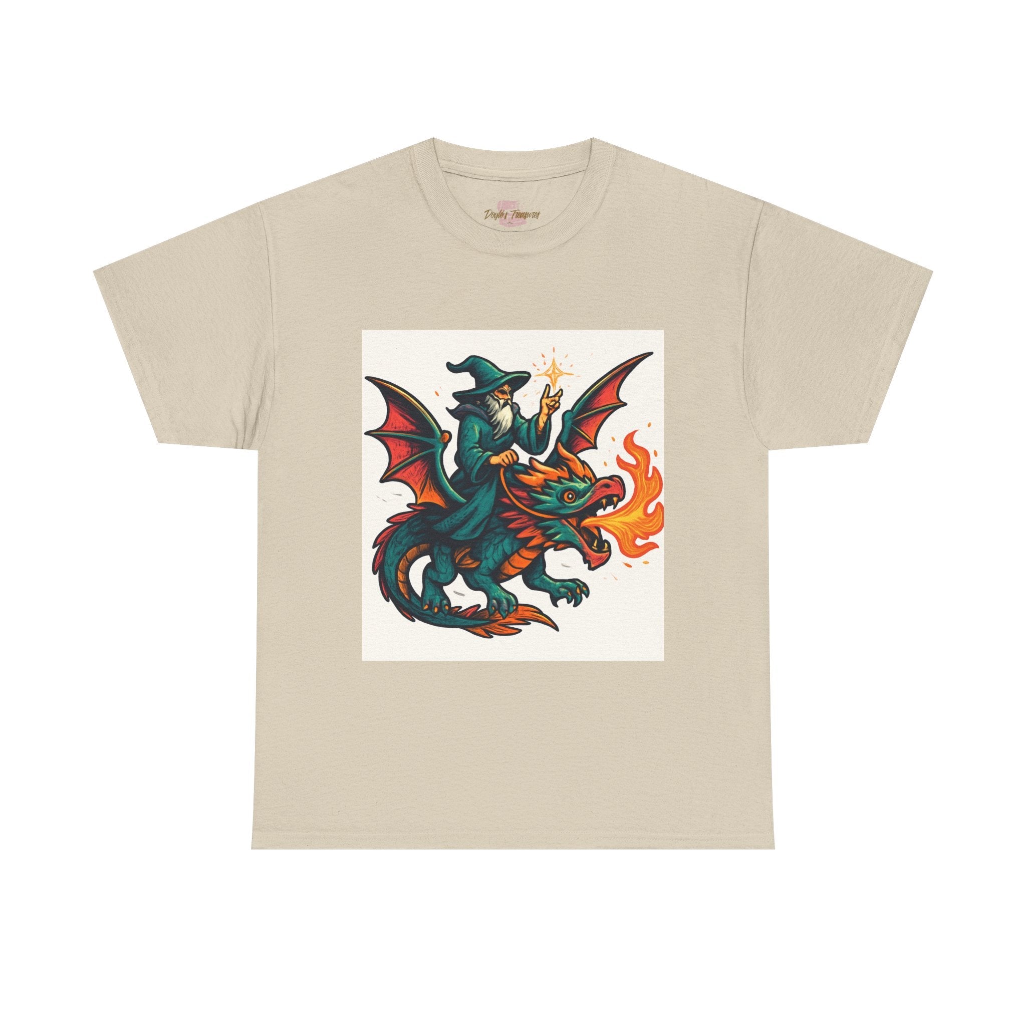 Whimsical Dragon Rider Tee | Unisex Heavy Cotton Shirt, Fantasy Apparel, Dungeons & Dragons Shirt, Unique Gift, Magical Tee - Doylestreasures