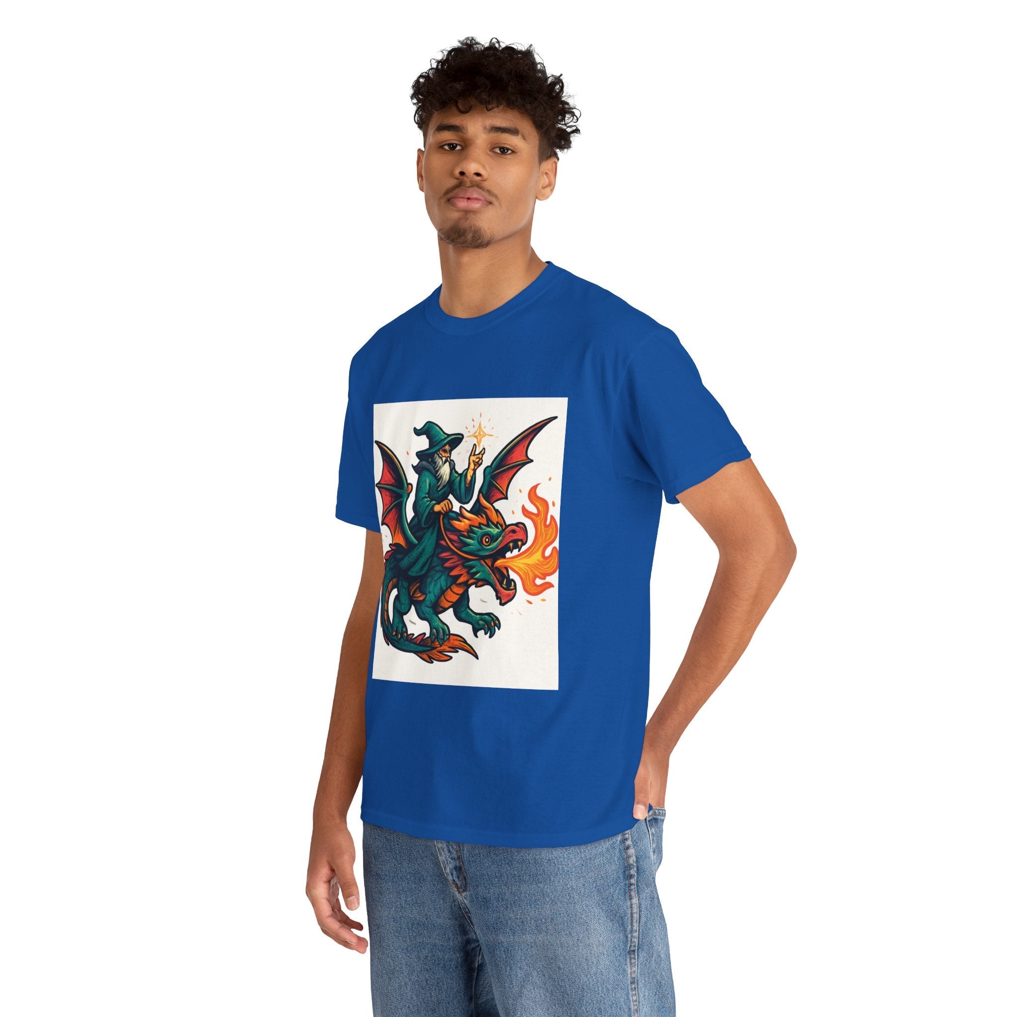 Whimsical Dragon Rider Tee | Unisex Heavy Cotton Shirt, Fantasy Apparel, Dungeons & Dragons Shirt, Unique Gift, Magical Tee - Doylestreasures