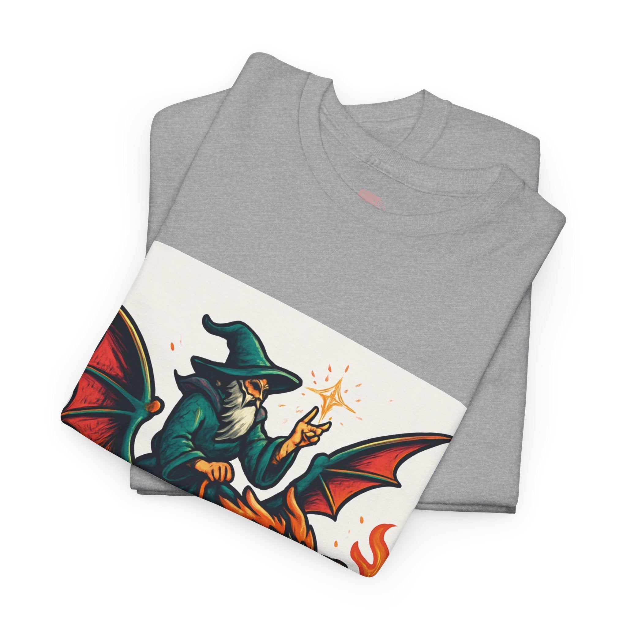 Whimsical Dragon Rider Tee | Unisex Heavy Cotton Shirt, Fantasy Apparel, Dungeons & Dragons Shirt, Unique Gift, Magical Tee - Doylestreasures