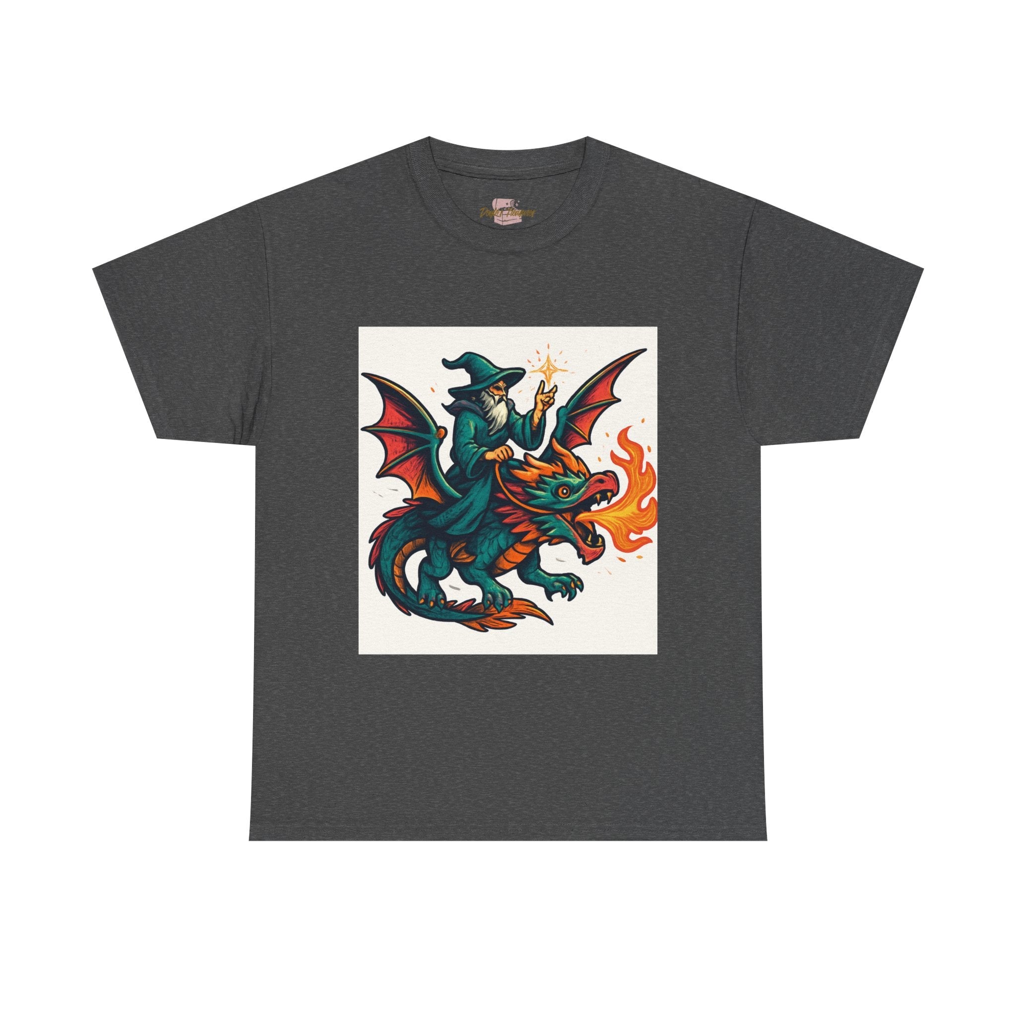 Whimsical Dragon Rider Tee | Unisex Heavy Cotton Shirt, Fantasy Apparel, Dungeons & Dragons Shirt, Unique Gift, Magical Tee - Doylestreasures
