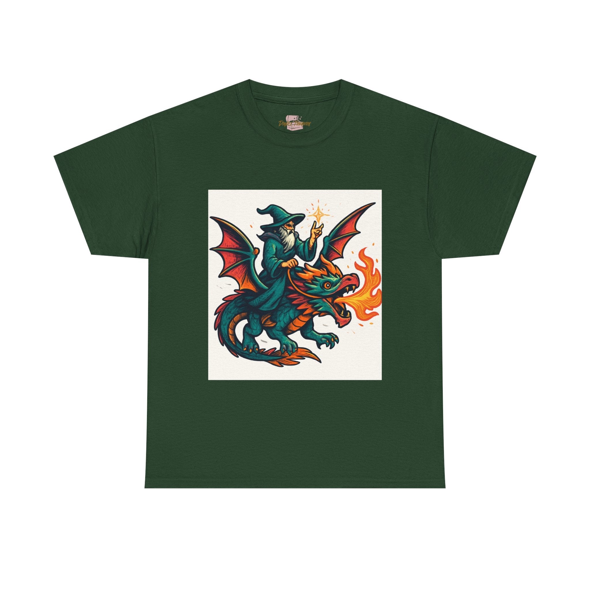Whimsical Dragon Rider Tee | Unisex Heavy Cotton Shirt, Fantasy Apparel, Dungeons & Dragons Shirt, Unique Gift, Magical Tee - Doylestreasures
