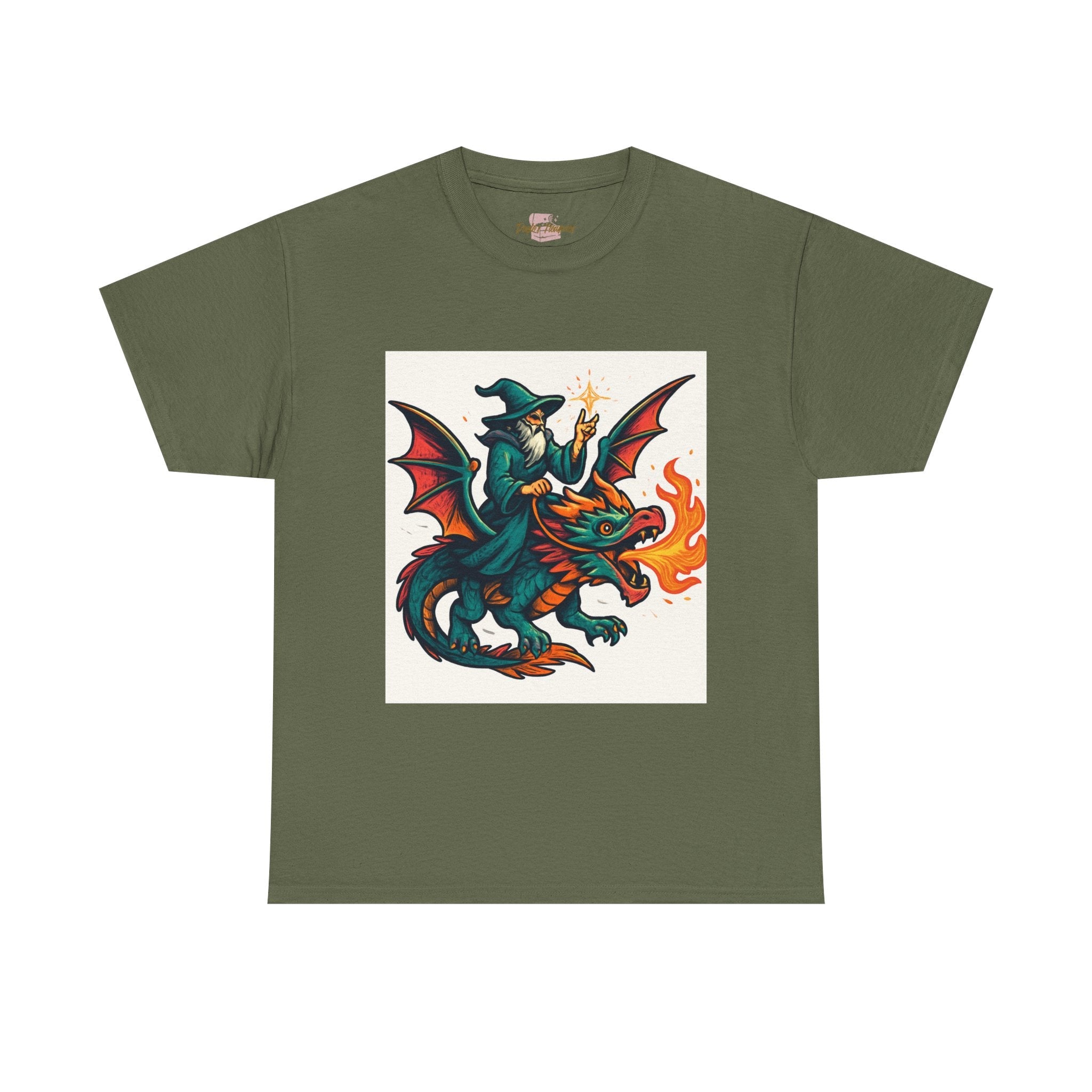 Whimsical Dragon Rider Tee | Unisex Heavy Cotton Shirt, Fantasy Apparel, Dungeons & Dragons Shirt, Unique Gift, Magical Tee - Doylestreasures