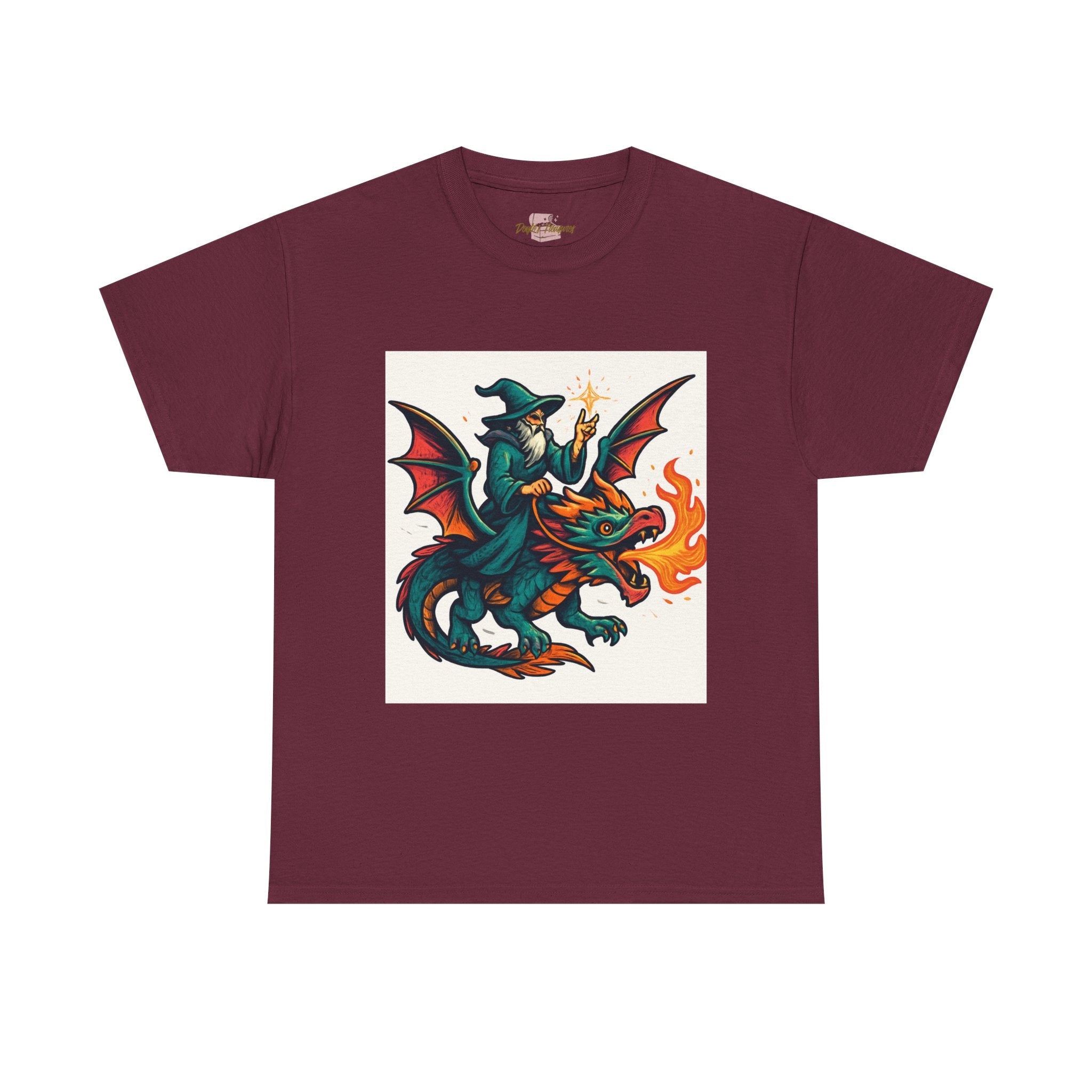 Whimsical Dragon Rider Tee | Unisex Heavy Cotton Shirt, Fantasy Apparel, Dungeons & Dragons Shirt, Unique Gift, Magical Tee - Doylestreasures