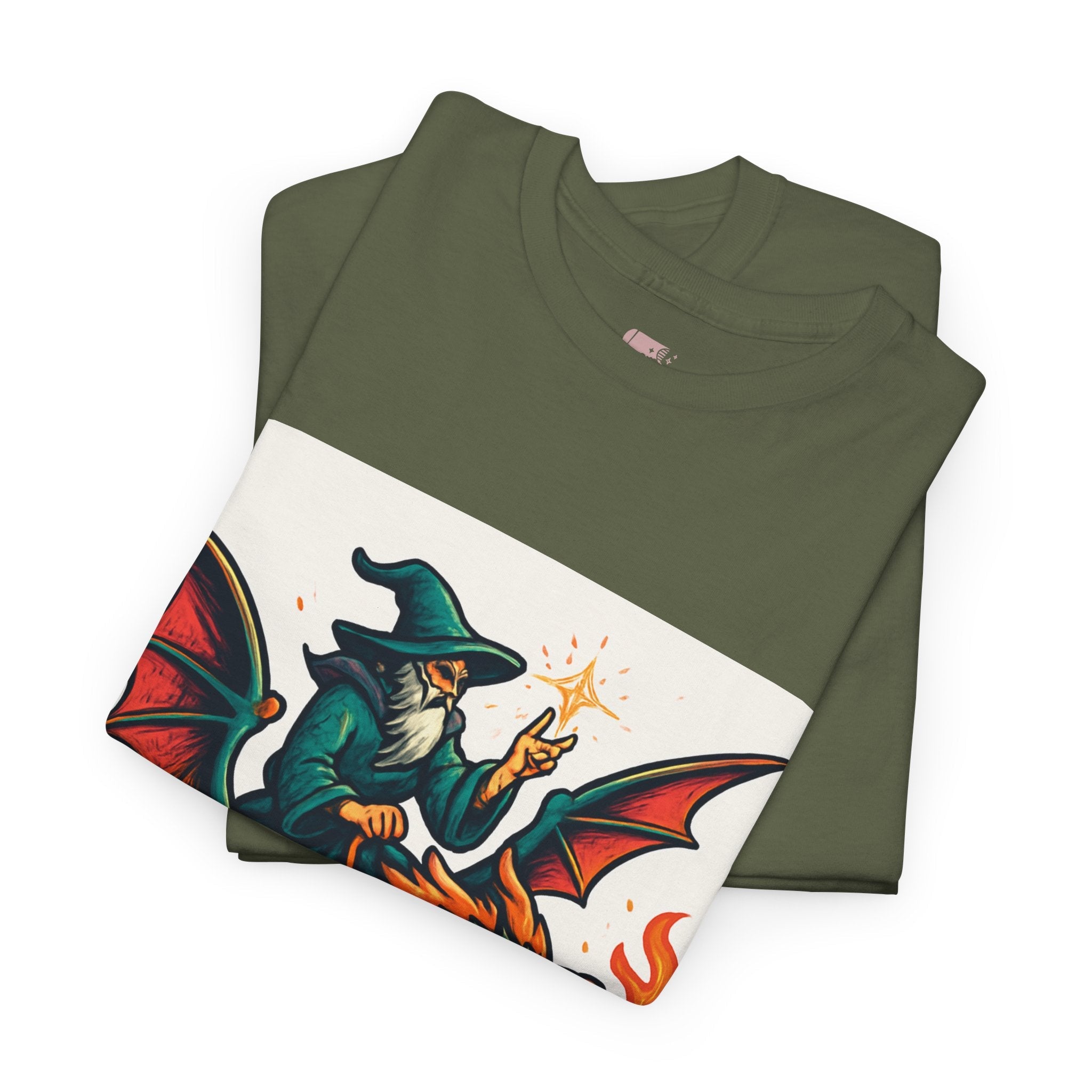 Whimsical Dragon Rider Tee | Unisex Heavy Cotton Shirt, Fantasy Apparel, Dungeons & Dragons Shirt, Unique Gift, Magical Tee - Doylestreasures