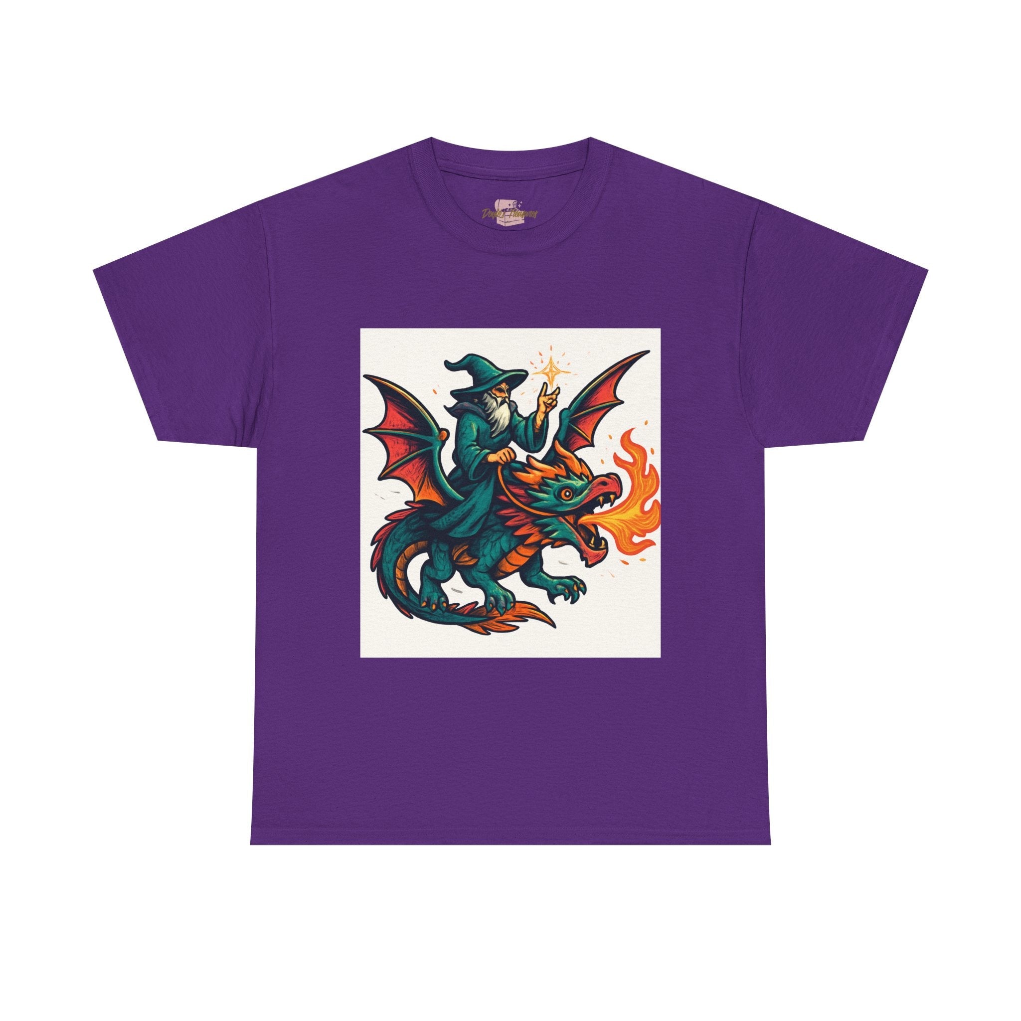 Whimsical Dragon Rider Tee | Unisex Heavy Cotton Shirt, Fantasy Apparel, Dungeons & Dragons Shirt, Unique Gift, Magical Tee - Doylestreasures