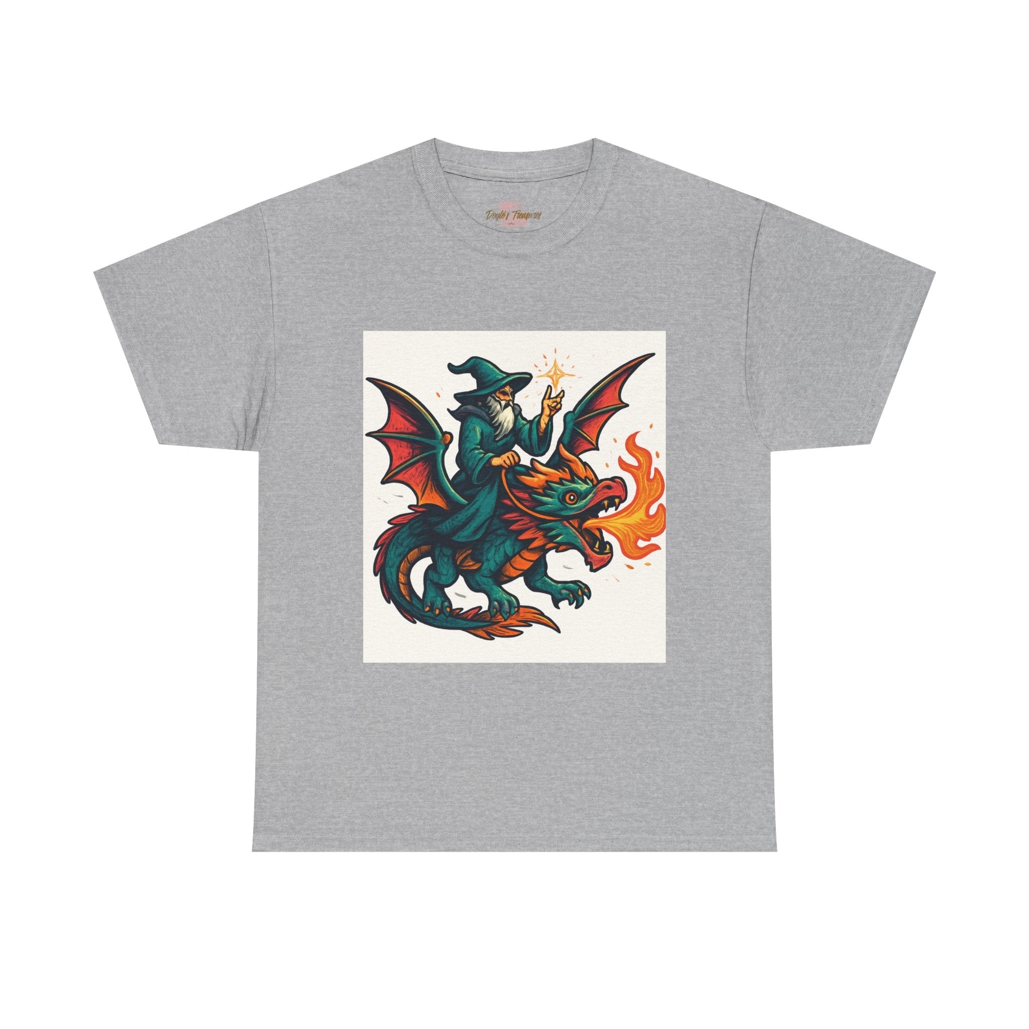 Whimsical Dragon Rider Tee | Unisex Heavy Cotton Shirt, Fantasy Apparel, Dungeons & Dragons Shirt, Unique Gift, Magical Tee - Doylestreasures