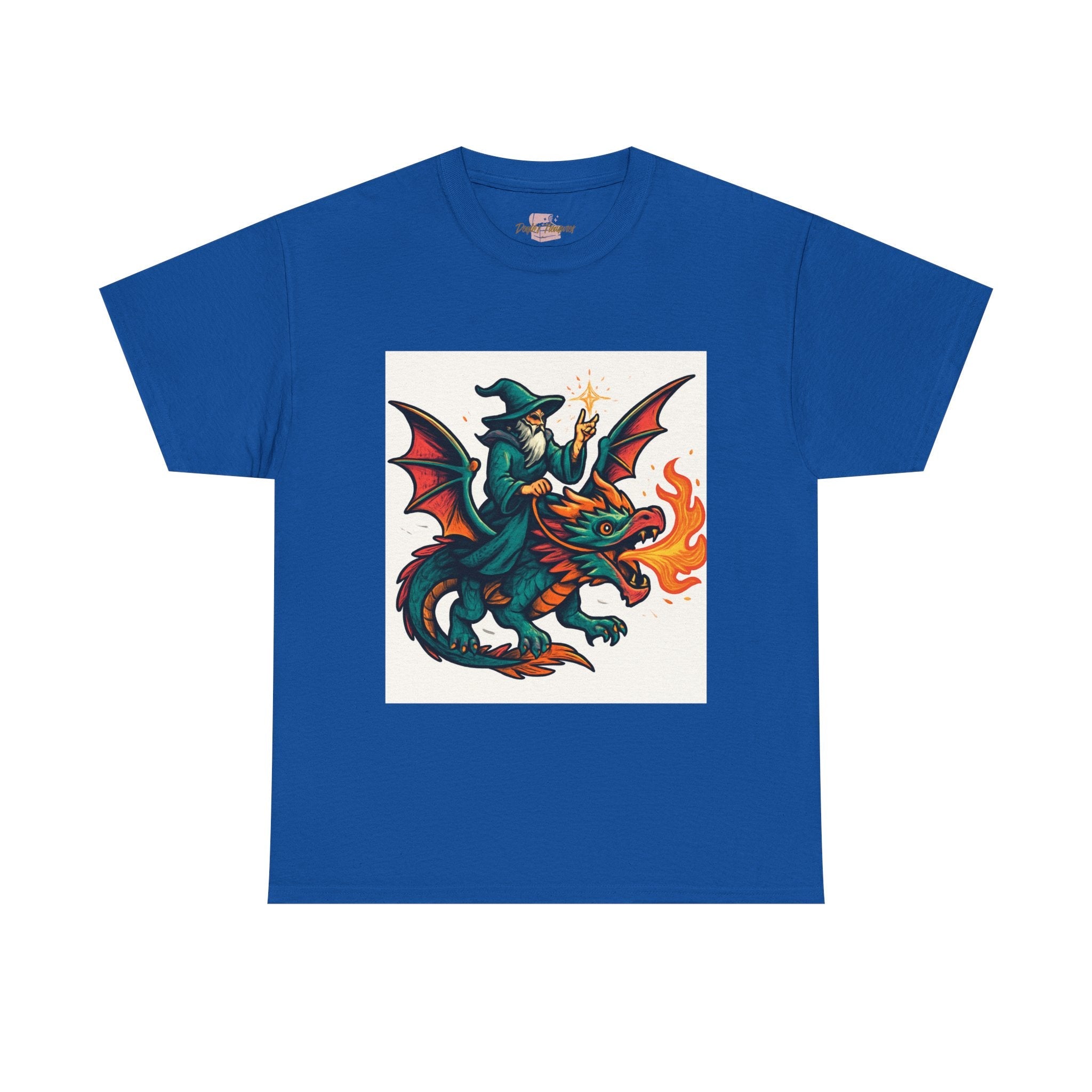 Whimsical Dragon Rider Tee | Unisex Heavy Cotton Shirt, Fantasy Apparel, Dungeons & Dragons Shirt, Unique Gift, Magical Tee - Doylestreasures